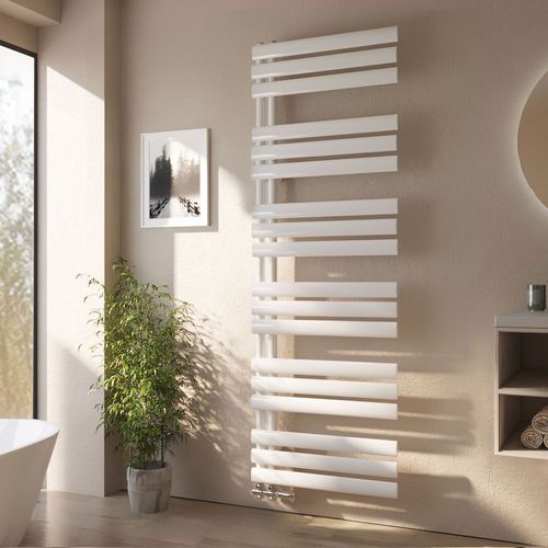 Sèche-serviette Eau Chaude  Raccord Latéral Radiateur Sèche-serviettes Blanc 174x60cm 782w