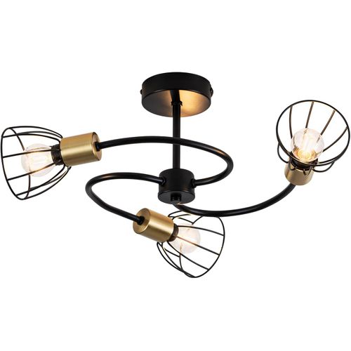 Plafonnier Noir Vintage En Métal, 3 Lumières E14, Style Industriel, Pour Salon, Cuisine, Couloir