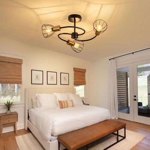 Plafonnier Noir Vintage En Métal, 3 Lumières E14, Style Industriel, Pour Salon, Cuisine, Couloir