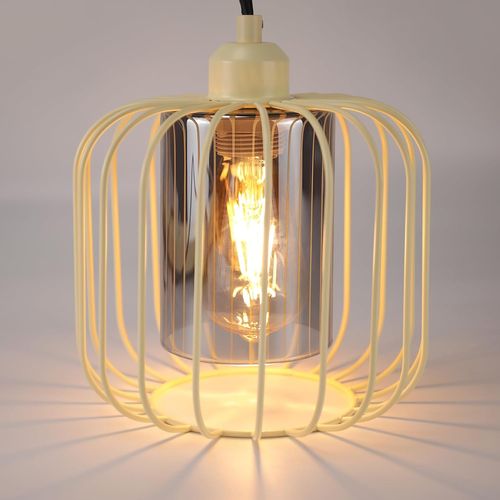 Suspension Vintage 5 Lumières, Lustre Verre Et Métal, Rétro E27 Réglable En Hauteur(sans Ampoules)