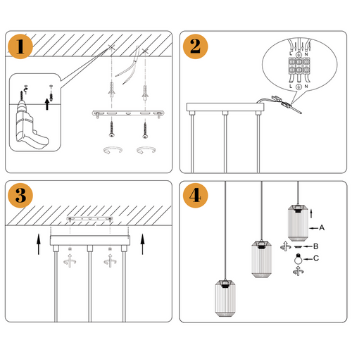 Suspension Boho Rotin Table à Manger - Lampe 3 Lumières E27, Hauteur Réglable, Rétro(sans Ampoule)