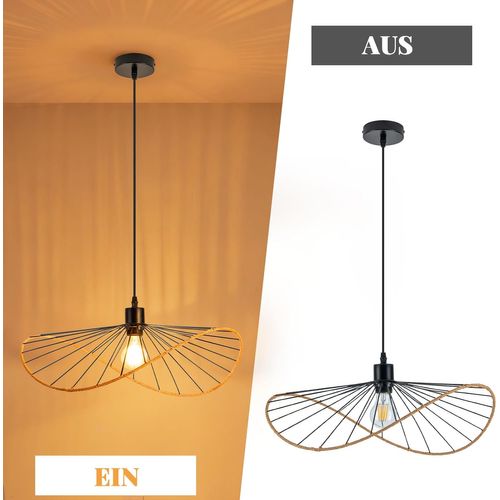 Suspension Boho Noire D. 50cm - Lustre Vintage Métal E27 - Luminaire Salon Cuisine(sans Ampoule)
