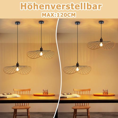 Suspension Boho Noire D. 50cm - Lustre Vintage Métal E27 - Luminaire Salon Cuisine(sans Ampoule)