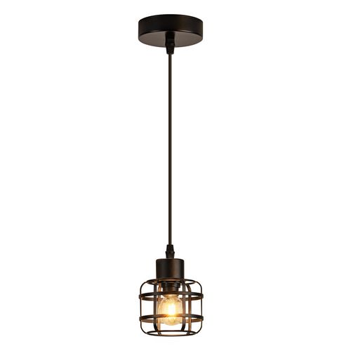 Suspension Vintage 1 Lampe - Lustre Métal Noir E14 Rétro - Hauteur Réglable (sans Ampoule)