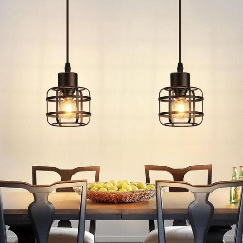 Suspension Vintage 1 Lampe - Lustre Métal Noir E14 Rétro - Hauteur Réglable (sans Ampoule)