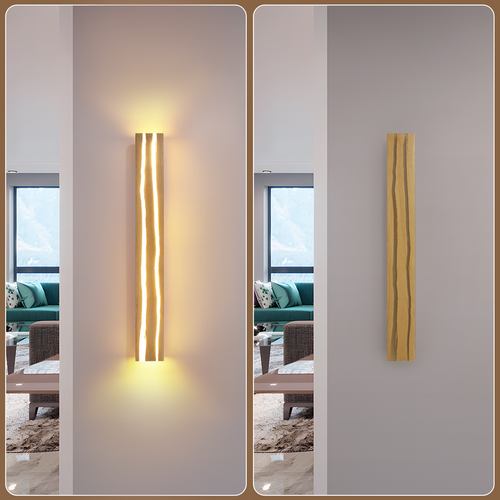 Applique Murale LED Bois Intérieur 80cm - Lampe Salon 13w Blanc Chaud 3000k