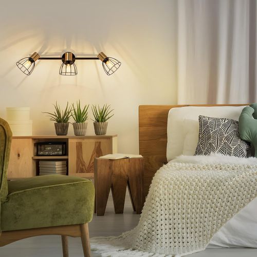 Applique Murale Vintage Noire En Métal, 3xe14, Spots Orientables 350°, Style Rétro(Sans ampoules)