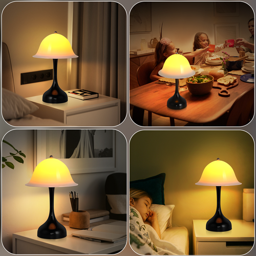 Lampe De Table Sans Fil - Lampe Chevet LED Noire Tactile Dimmable, Rechargeable USB