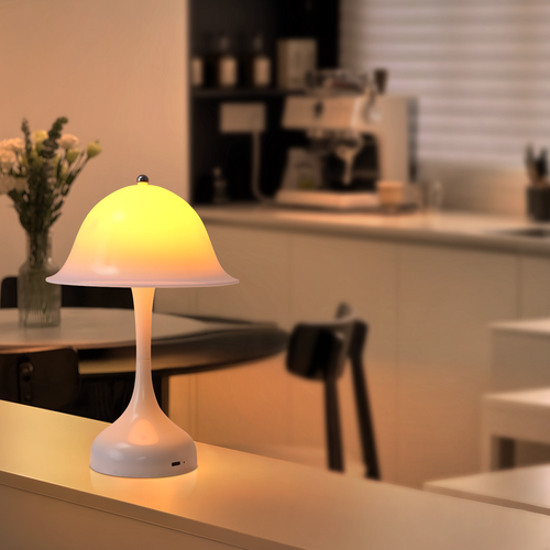 Lampe Table Sans Fil LED Blanche - Chevet Tactile Dimmable 3 Couleurs, USB Rechargeable