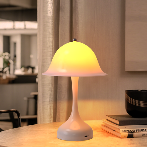 Lampe Table Sans Fil LED Blanche - Chevet Tactile Dimmable 3 Couleurs, USB Rechargeable