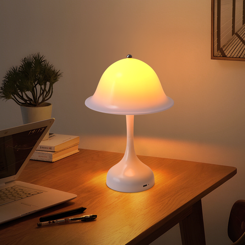 Lampe Table Sans Fil LED Blanche - Chevet Tactile Dimmable 3 Couleurs, USB Rechargeable