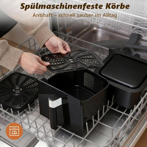 Friteuse à Air 11l 2compartiments, Double Zone, 2800 W, Écran Tactile, Paniers Lavvaisselle