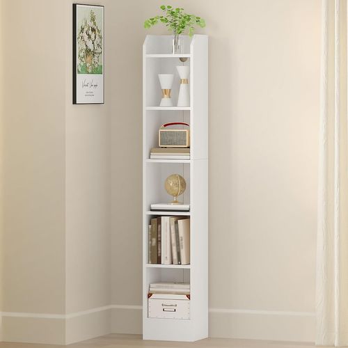 Bibliothèque De Rangement, Étagère Pour Objets De Collection, Pour Salon, 24 X 30 X 169,5 Cm Blanc