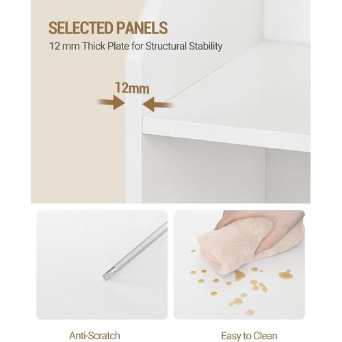 Bibliothèque De Rangement, Étagère Pour Objets De Collection, Pour Salon, 24 X 30 X 169,5 Cm Blanc