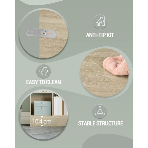 Bibliothèque, Étagère à 6 Niveaux, Présentoir, Pour Salon, Chambre, Bureau, Beige Chêne