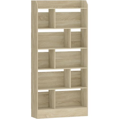 Bibliothèque, Étagère à 6 Niveaux, Présentoir, Pour Salon, Chambre, Bureau, Beige Chêne