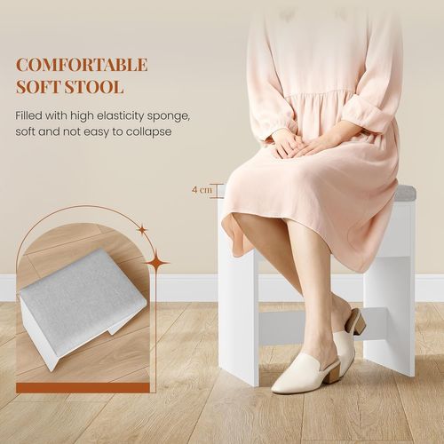 Coiffeuse Avec Miroir Et Tabouret, Grand Miroir LED, Luminosité Réglable, Table De Maquillage, Blanc