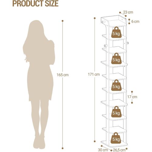Meuble à Chaussure Étroite à 10 Niveaux,peu Encombrante Pour L'entrée, Couloir, Salon, Blanc