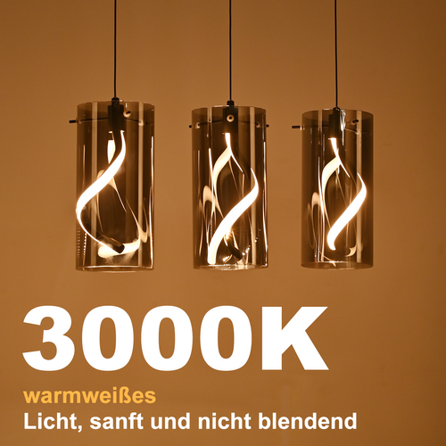 Suspension LED 3 Flammes 33w Gris Hauteur Réglable Pour Salon