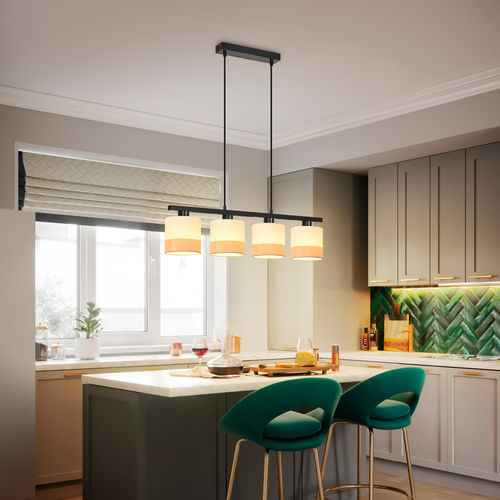 Suspension 4 Flammes E27 Blanc Vintage Hauteur Réglable Sans Ampoule