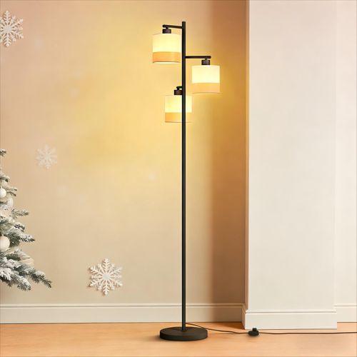 Lampadaire Salon 3 Luminaires  Vintage H.158cm E27 Lampadaire avec Interrupteur à Pied Pour Chambre
