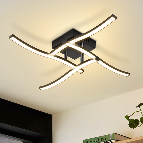 Plafonnier LED Moderne Noir 24w Pour Chambre