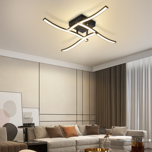 Plafonnier LED Moderne Noir 24w Pour Chambre