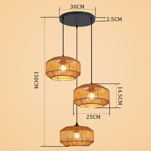 Suspension Vintage 3 Flamme E27 (ampoule Non Incluse)