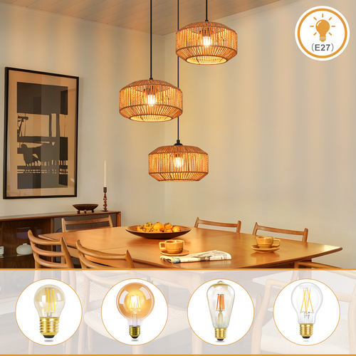 Suspension Vintage 3 Flamme E27 (ampoule Non Incluse)