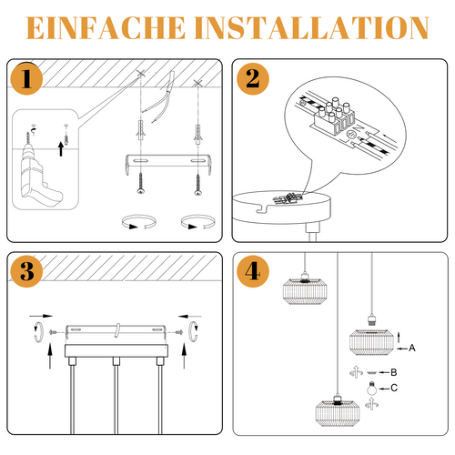 Suspension Vintage 3 Flamme E27 (ampoule Non Incluse)