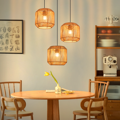 Suspension 3 Lumière Noir E27 Vintage Lampe à Suspendre (ampoule Non Incluse)