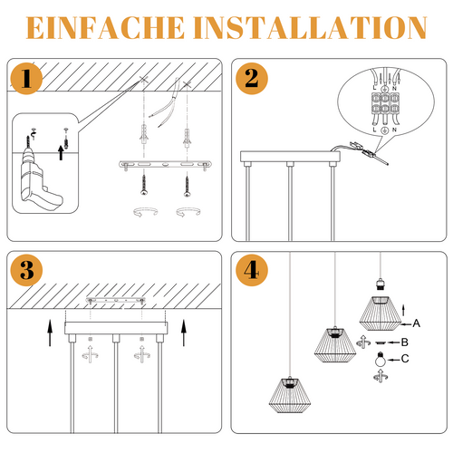 Suspension Vintage Noir Rétro Réglable 150cm E27 Ampoules Max. 25w (ampoule Non Incluse)