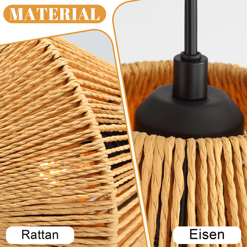 Suspension Vintage 3 Lumières Noir Pour Cuisine Couloir (ampoule Non Incluse)