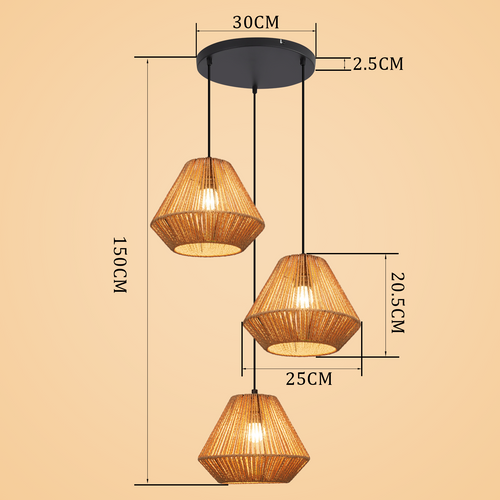 Suspension Vintage 3 Lumières Noir Pour Cuisine Couloir (ampoule Non Incluse)