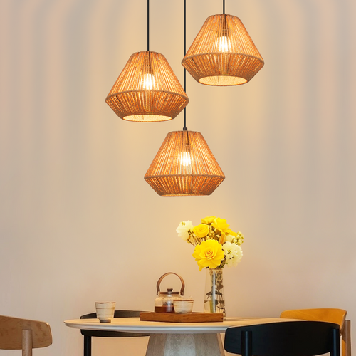 Suspension Vintage 3 Lumières Noir Pour Cuisine Couloir (ampoule Non Incluse)