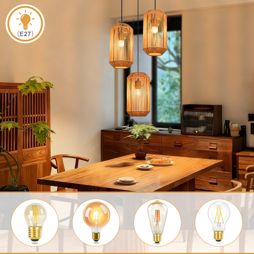 Suspension Vintage Noir 3 Flammes Lamp E27 Salon (ampoule Non Incluse)