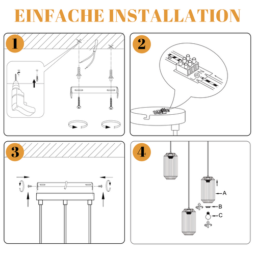 Suspension Vintage Noir 3 Flammes Lamp E27 Salon (ampoule Non Incluse)