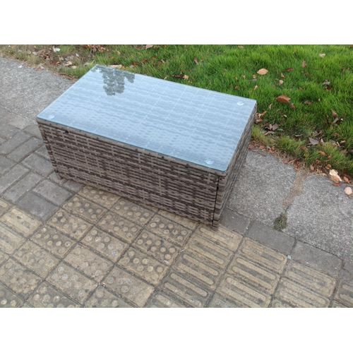 Ensemble De Canapés En Rotin Avec Canapé 3 Places Chaise Inclinable Grand Tabouret Gris Foncé Mixte