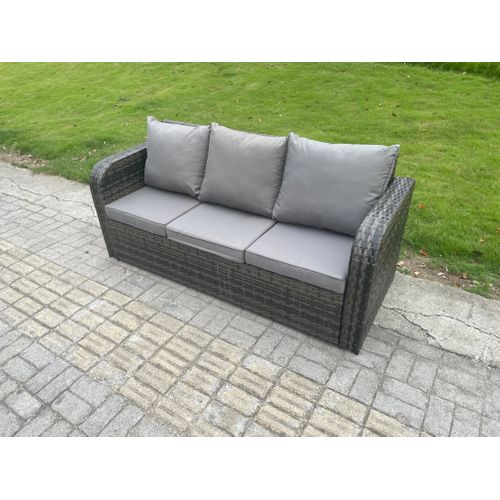 Meubles De Jardin En Rotin 6 Places Avec Gris Coussins Table Basse Carrée D'appoint