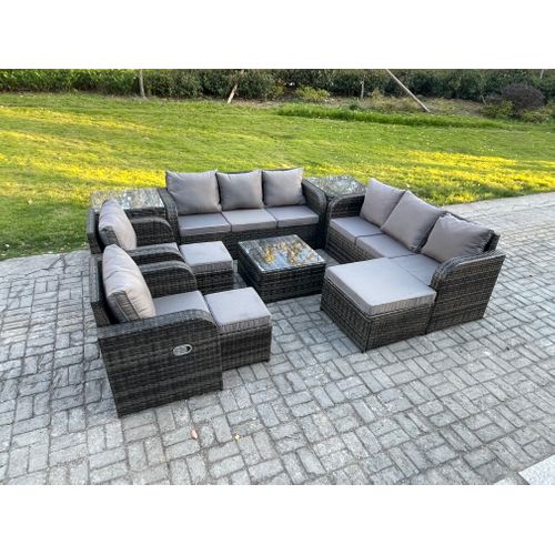 Dossier Haut Salon De Jardin Avec 3 Tabourets 2 Tables D'appoint Ensemble De Canapés En Rotin