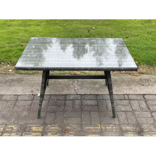 Ensemble De Meubles De Jardin Avec Table à Manger Rectangulaire Chaise Inclinable Canapé 3 Places