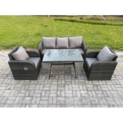 Ensemble De Meubles De Jardin Avec Table à Manger Rectangulaire Chaise Inclinable Canapé 3 Places