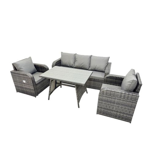 Ensemble De Meubles De Jardin Avec Table à Manger Rectangulaire Chaise Inclinable Canapé 3 Places