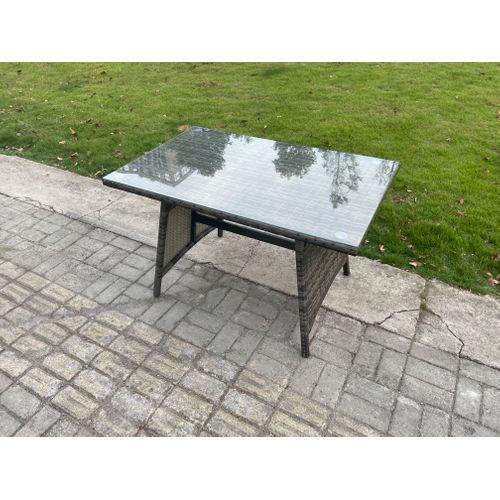 Ensemble De Canapé En Rotin Extérieur Avec Table à Manger 2 Tables D'appoint Gris Foncé Mixte