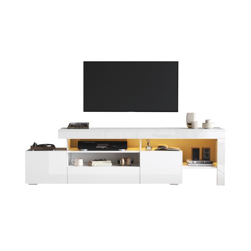 Ensemble TV 3 Pièces Avec Meuble Multimédia Et Base Brillante Pour Salon Moderne