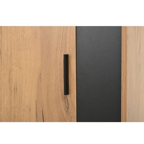 Ensemble Meuble TV 3 Pièces 140cm–bois Naturel Et Noir,Design Moderne, Rangement Salon
