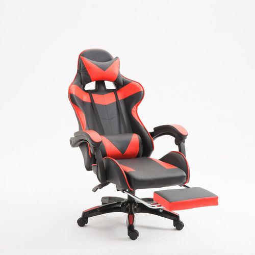 Fauteuil Gaming Ergonomique Avec Repose-pieds Et Accoudoirs Ajustables - Rouge