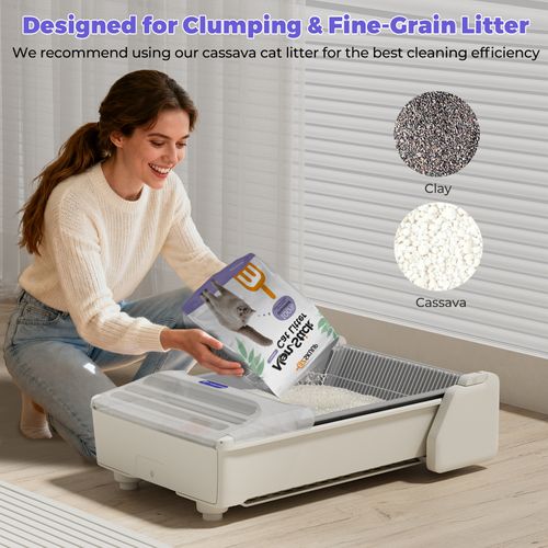 Robotail C32 XXL Bac à Litière Ouvert Automatique Anti-fuite Pour Chats 1,5–10 Kg