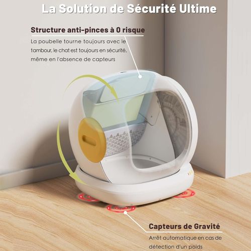 C20 Litière Automatique Connectée 75l, Silencieuse, Anti-pincement, Avec App