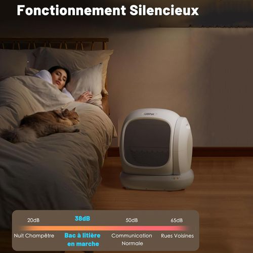 C20 Litière Automatique Connectée 75l, Silencieuse, Anti-pincement, Avec App
